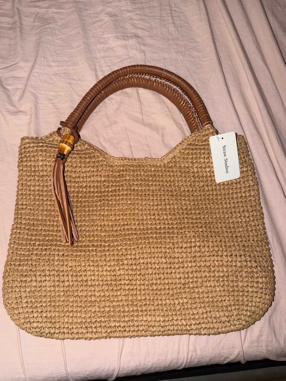 Straw studio raffia handbag